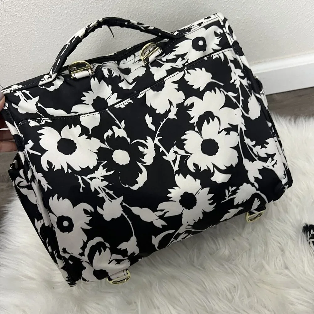 Ju Ju Be Black Floral Diaper Bag Convertible Backpack Shoulder Bag